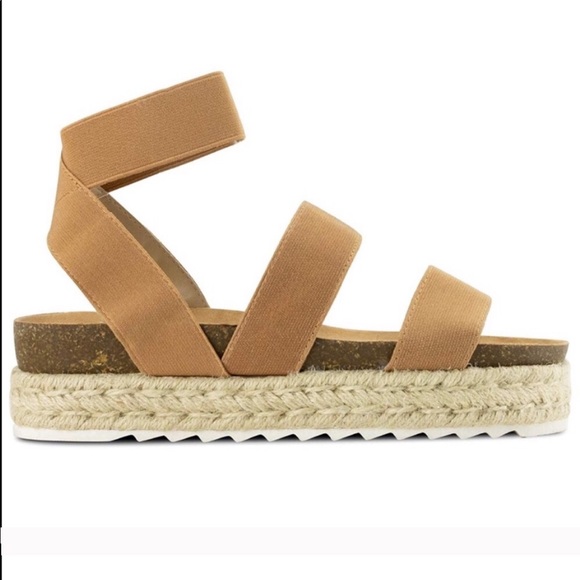 Camel Espadrille Platform Two Strap Sandals 👡 - Picture 5 of 7